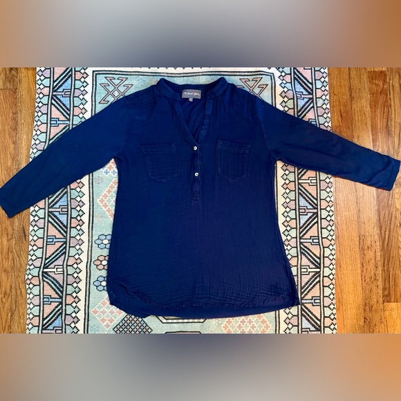 Michael Stars Navy Blue Cotton Henley Tunic Top – Size XS- EUC - Picture 1 of 6